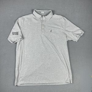 johnnie-O Polo Shirt Mens XL Gray White Striped Hangin' Out Pocket Oswald 2021